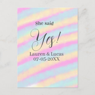 Sie sagte Ja Verlobungsparty rosa blau gelb ste Postkarte