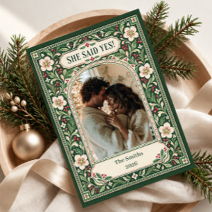 Sie sagte Ja Weihnachtsfoto Feiertagskarte