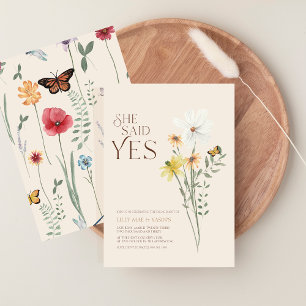 Sie sagte Ja - Whimsical Yellow Daisy Verlobung Einladung