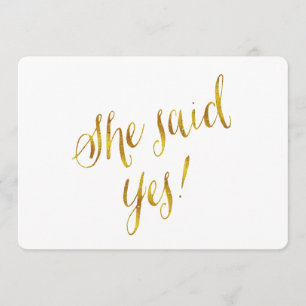 Sie sagte Ja Zitat Faux Goldfolie Metallic Design Ankündigung