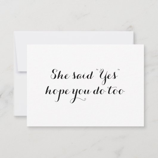 Sie sagte "Ja" zum Hochzeitswettbewerb Einladung (Rückseite)