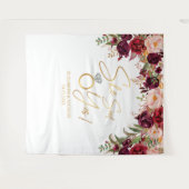 Sie sagte jaFloral Burgund Brautparty Hintergrund Wandteppich (Vorderseite (Horizontal))