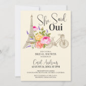 Sie sagte Oui! Aquarellfarbenes Brautparty Einladung (Vorderseite)