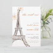 Sie sagte Oui Bridal Dusche Einladung Paris Frankr (Stehend Vorderseite)