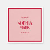 Sie sagte, Oui die Birke sei in Paris rosa und rot Serviette (Vorderseite)