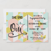 Sie sagte Oui ja, moderne Verlobungspartei Einladung (Vorderseite)
