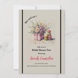 Sie sagte Oui Macaron französisches Brautparty Einladung