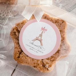 Sie sagte Oui Paris Bow Eiffel Tower BRAUTPARTY Runder Aufkleber