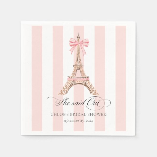 Sie sagte Oui Paris Bow Eiffel Tower BRAUTPARTY Serviette (Vorderseite)