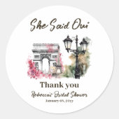Sie sagte Oui Paris Brautparty Parisian Brunch Runder Aufkleber (Vorderseite)