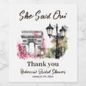 Sie sagte Oui Paris Brautparty Parisian Brunch Weinetikett (Einzelnes Label)