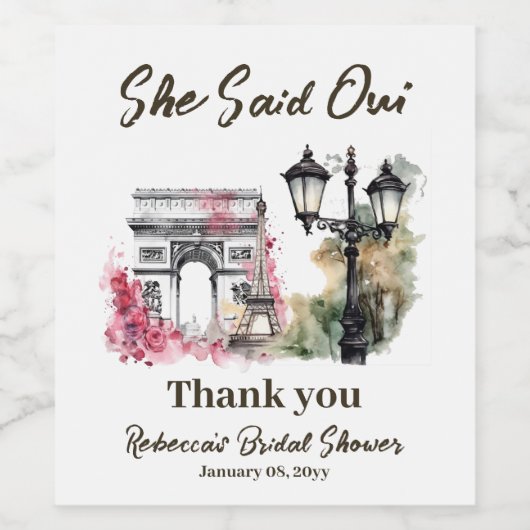 Sie sagte Oui Paris Brautparty Parisian Brunch Weinetikett (Einzelnes Label)