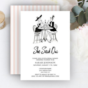 Sie sagte Oui Paris Pink & Black Brautparty Einladung