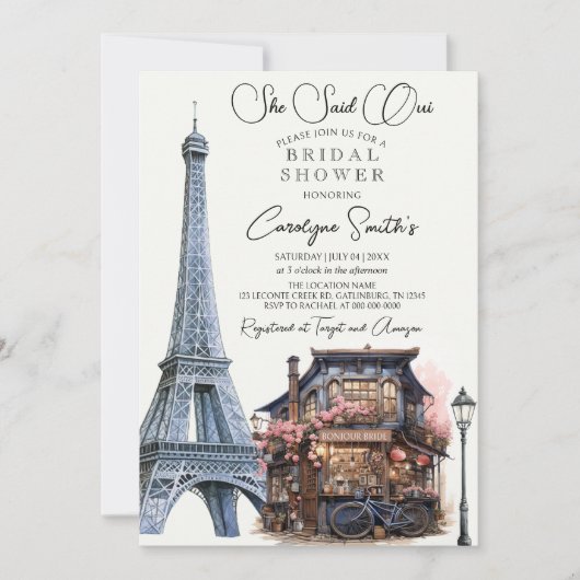 Sie sagte Oui Pariser französisches Brautparty Einladung (Vorderseite)