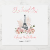 Sie sagte Oui Parisian Pink Floral Brautparty Schaumweinetikett (Einzelnes Label)
