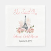 Sie sagte Oui Parisian Pink Floral Brautparty Serviette (Vorderseite)