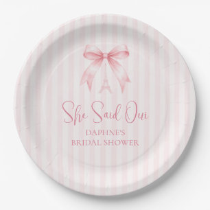 Sie sagte Oui Pink Bow Brautparty Pappteller