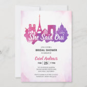 Sie sagte Oui! Wasserfarbe Pariser Brautparty Einladung (Vorderseite)