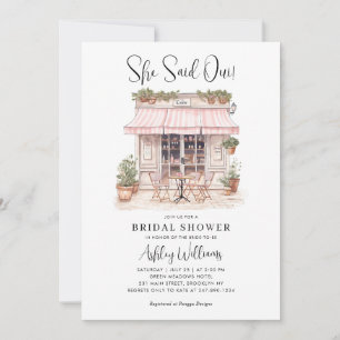 Sie sagte Oui Yes Paris Französisch Café Brautpart Einladung