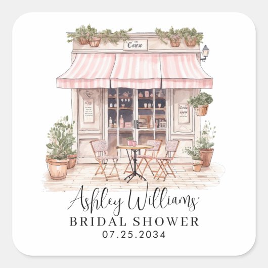 Sie sagte Oui Yes Paris Französisch Café Brautpart Quadratischer Aufkleber (Vorderseite)