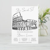 Sie sagte Si, Rom, Kolosseum Brautparty Einladung (Stehend Vorderseite)