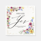 Sie sagte Yes Boho Wildblume Engagement Party Serviette (Vorderseite)