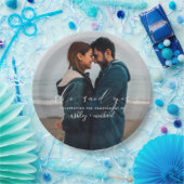 Sie sagte Yes Calligraphy Foto Engagement Party Pappteller (Party)