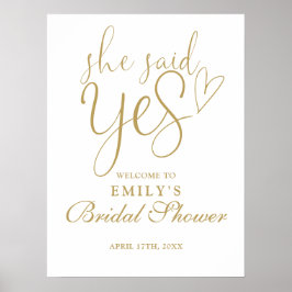 Sie sagte Yes Chic Gold Brautparty Willkommenszeic Poster