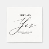 Sie sagte Yes Chic Script-Verlobung Serviette (Vorderseite)