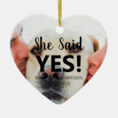 Sie sagte Yes custom Foto Verlobung Weihnachten Keramik Ornament (Vorne)