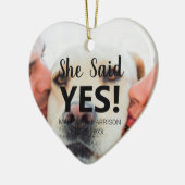 Sie sagte Yes custom Foto Verlobung Weihnachten Keramik Ornament (Links)