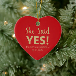 Sie sagte Yes custom Foto Verlobung Weihnachten Keramik Ornament
