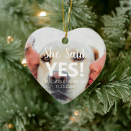 Sie sagte Yes custom Foto Verlobung Weihnachten Keramik Ornament