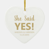 Sie sagte Yes custom Foto Verlobung Weihnachten Keramik Ornament (Vorne)
