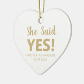 Sie sagte Yes custom Foto Verlobung Weihnachten Keramik Ornament (Links)