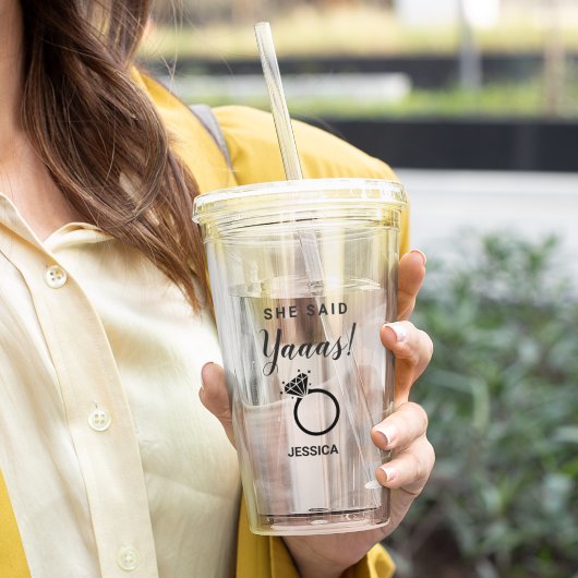 Sie sagte "Yes Engagement Party" Acryltrinkbecher