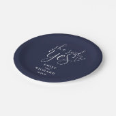 Sie sagte Yes Engagement Party Blue Pappteller (Schrägansicht)