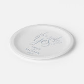 Sie sagte Yes Engagement Party Dusty Blue Pappteller (Schrägansicht)