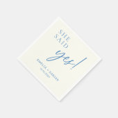 Sie sagte Yes Engagement Party Dusty Blue Serviette (Ecke)