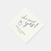 Sie sagte Yes Engagement Party Dusty Navy Serviette (Ecke)