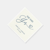 Sie sagte Yes Engagement Party Dusty Navy Serviette (Ecke)