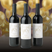 Sie sagte Yes Engagement Party Elegant Gold Weinetikett