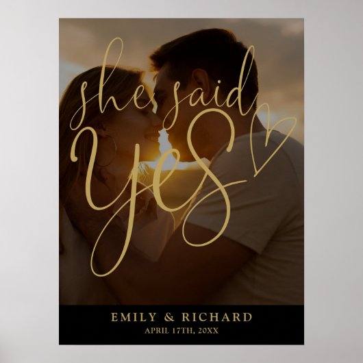 Sie sagte Yes Engagement Party Foto Willkommenszei Poster (Vorne)