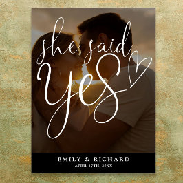 Sie sagte Yes Engagement Party Foto Willkommenszei Poster