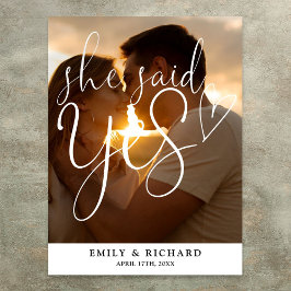 Sie sagte Yes Engagement Party Foto Willkommenszei Poster