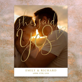 Sie sagte Yes Engagement Party Foto Willkommenszei Poster