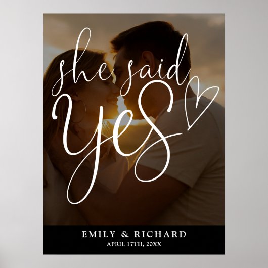 Sie sagte Yes Engagement Party Foto Willkommenszei Poster (Vorne)