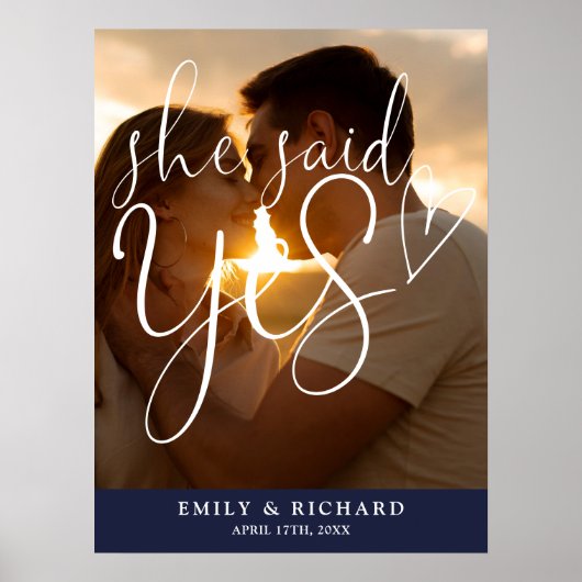 Sie sagte Yes Engagement Party Foto Willkommenszei Poster (Vorne)