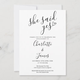 Sie sagte Yes Engagement Party Liebe Herz Einladung