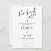 Sie sagte Yes Engagement Party Liebe Herz Foto Einladung (Vorderseite)